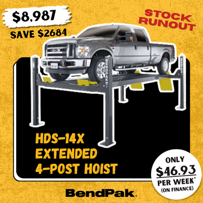 Genesis Equipment BendPak Australia stock runout deal clearance budget 4-post car hoist HDS-14X