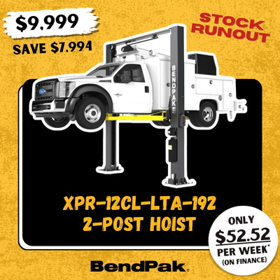 Genesis Equipment Australia BendPak 2-post hoist stock runout clearance budget save workshop