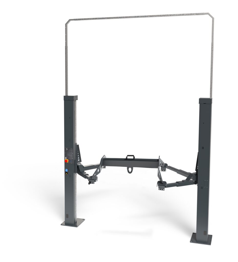 Nussbaum Universal Lifting Frame 1.25 fitted to the arms of a 2-post lift